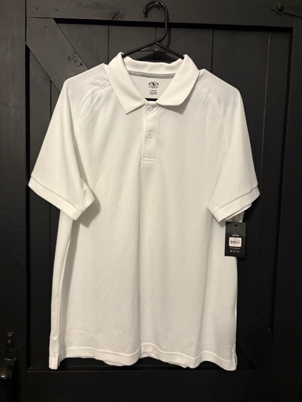 Athletic Works White T-Shirt with Gray Neck Trim